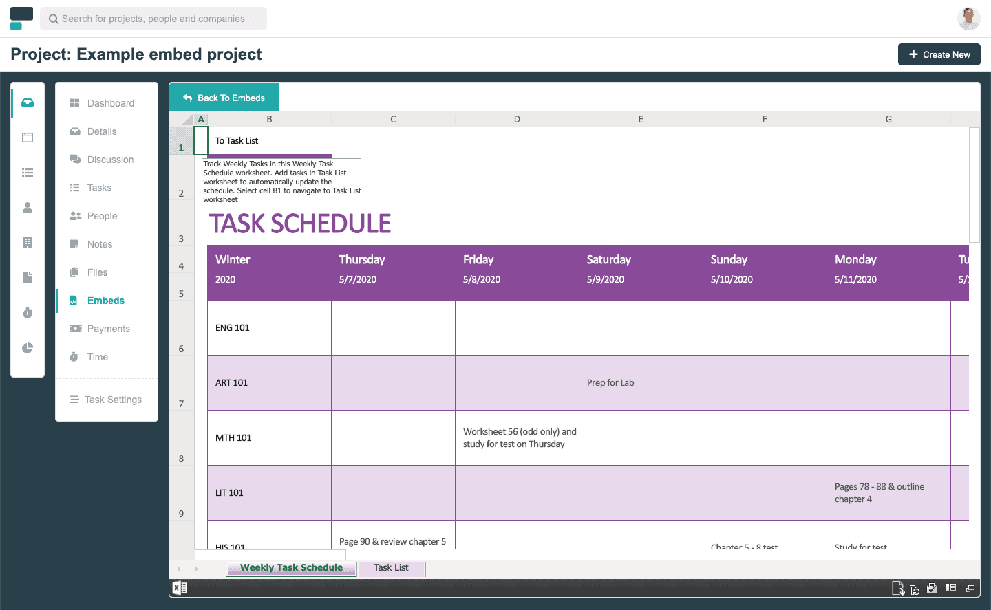 How to embed an Office 365 Word, Excel or Powerpoint Document Project