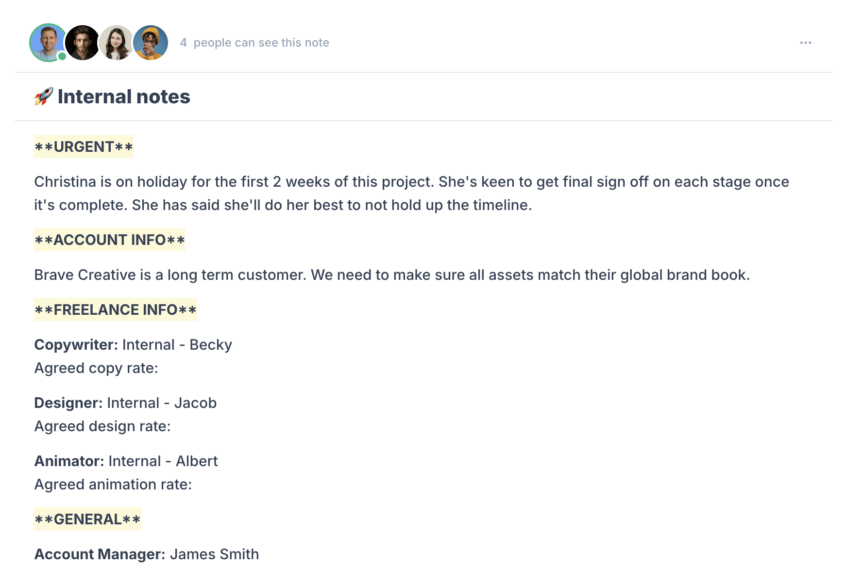 Project Note Example